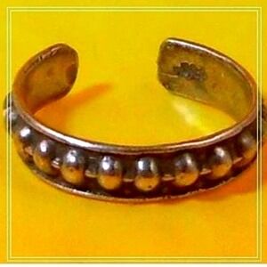 Vintage Sterling Silver Adjustable Ribbed Ball Toe Ring Sexy Beach Foot Jewelry